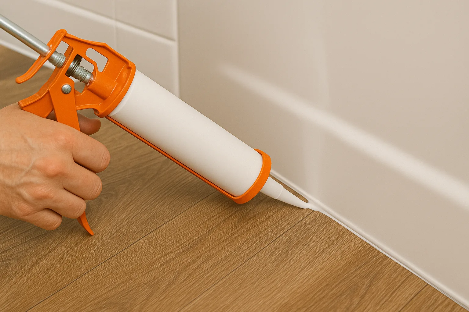 Modern bathroom with vinyl plank flooring